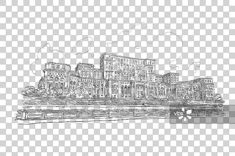 布加勒斯特斯皮鲁斯山上议会宫殿图片素材