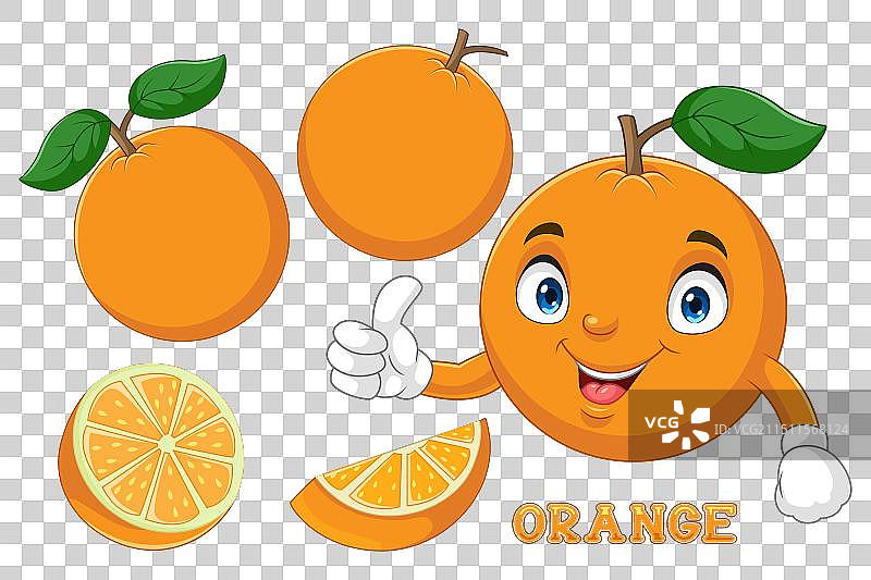 卡通可爱橙子水果竖起大拇指图片素材