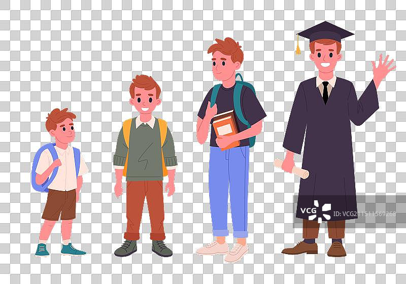 男学生成长教育阶段图片素材
