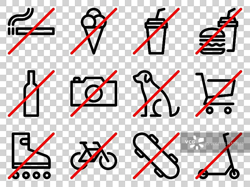 禁止类线性标志合集图片素材