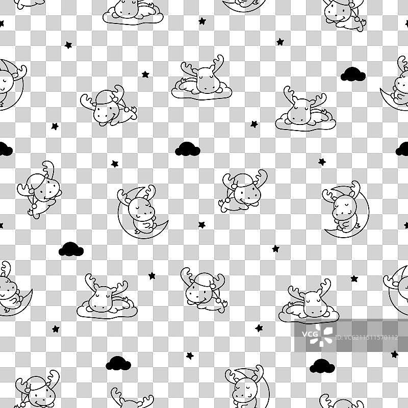 可爱卡通驼鹿角色无缝图案图片素材