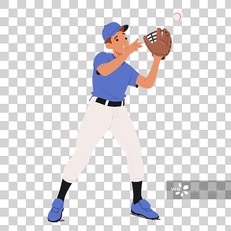 蓝色棒球服的棒球手角色图片素材