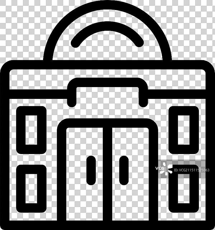 带有市政厅建筑的黑白图标图片素材