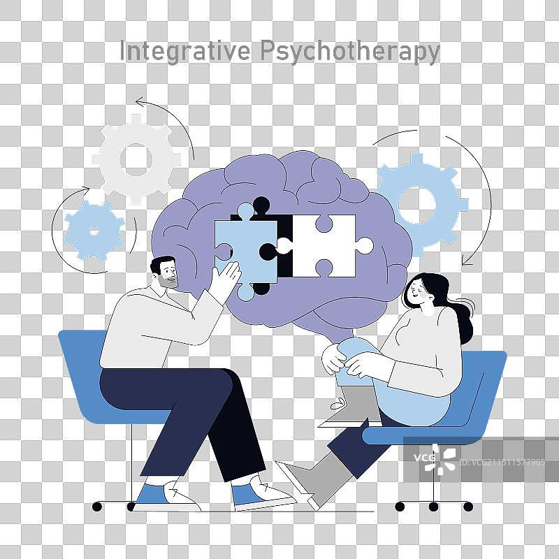 整合心理治疗扁平风格图片素材