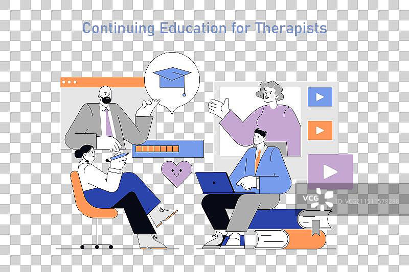 远程心理咨询和在线治疗扁平设计图片素材