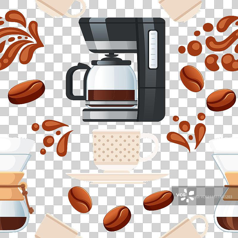咖啡主题咖啡机无缝图案图片素材