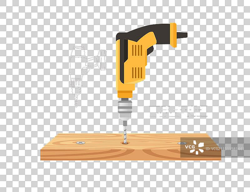 在木板上钻螺栓孔图片素材