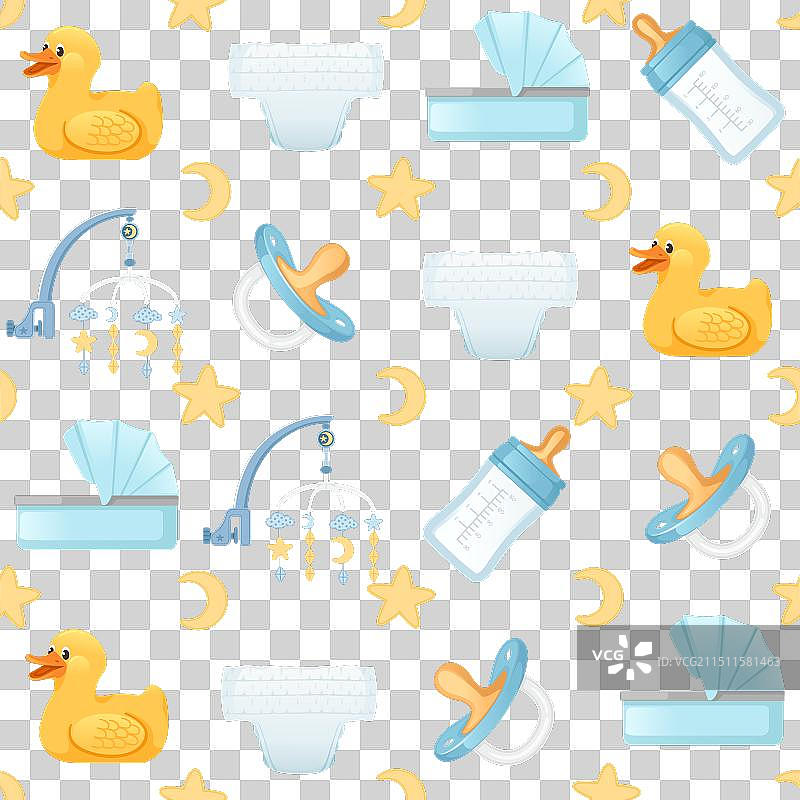 婴儿护理车用品的无缝图案图片素材
