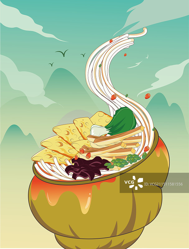 美味的广西柳州螺蛳粉 在螺里装着粉条图片素材