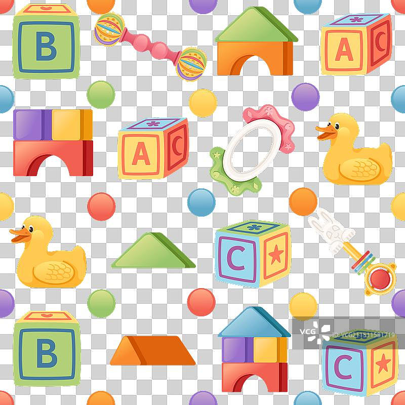 彩色塑料婴儿玩具无缝图案图片素材