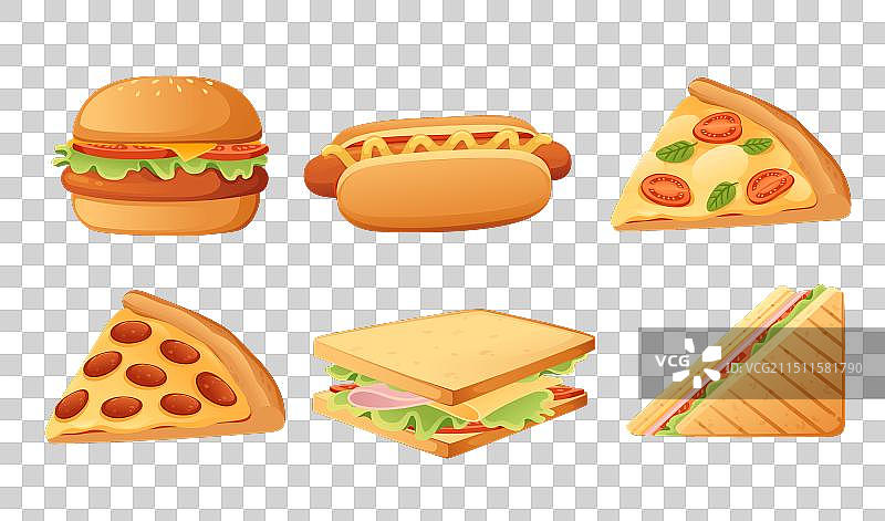 快餐美食汉堡披萨热狗合集图片素材