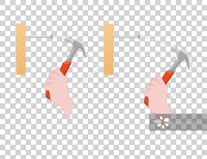 使用钢锤敲击钉子的指南图片素材