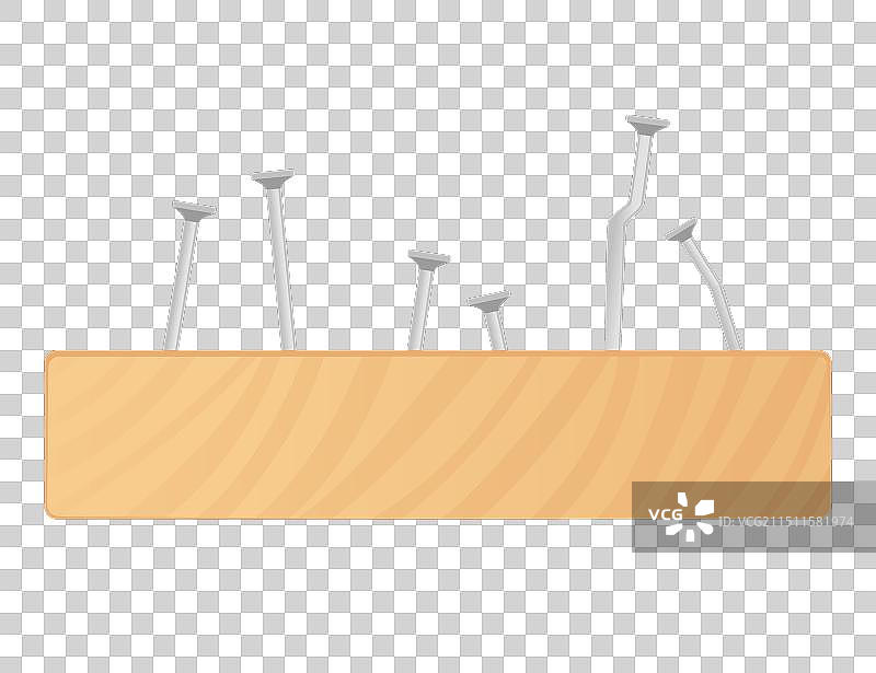 白色背景木板上的钢钉图片素材