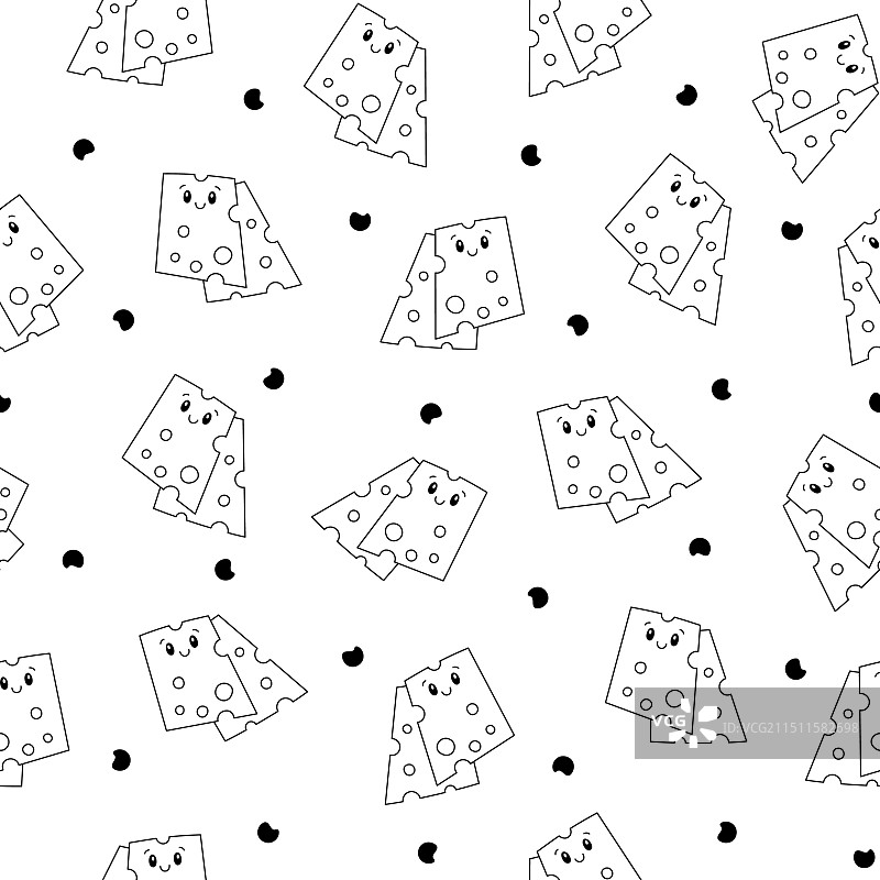 可爱卡通奶酪无缝图案着色图片素材