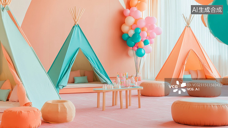 【AI数字艺术】3D帐篷卡通扁平画风格插画图片素材