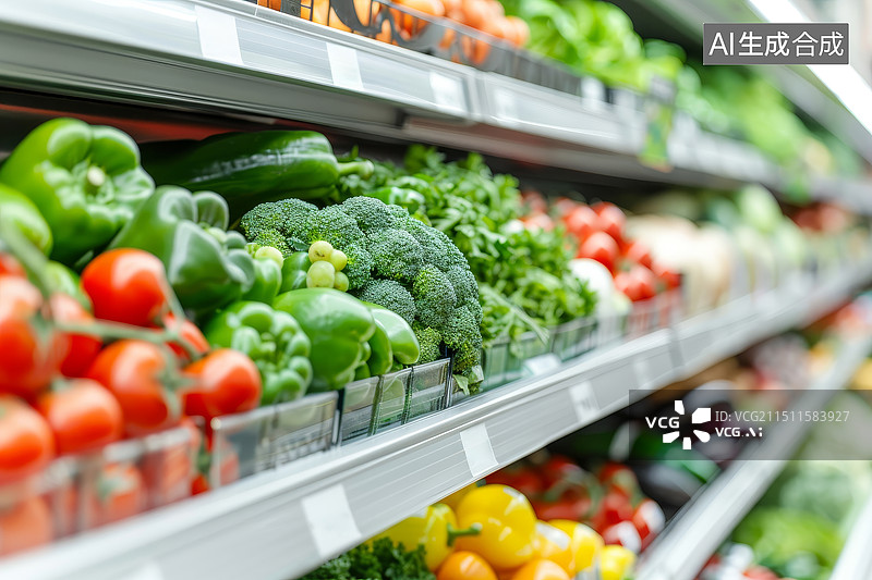 【AI数字艺术】冰箱内的蔬果和果汁图片素材