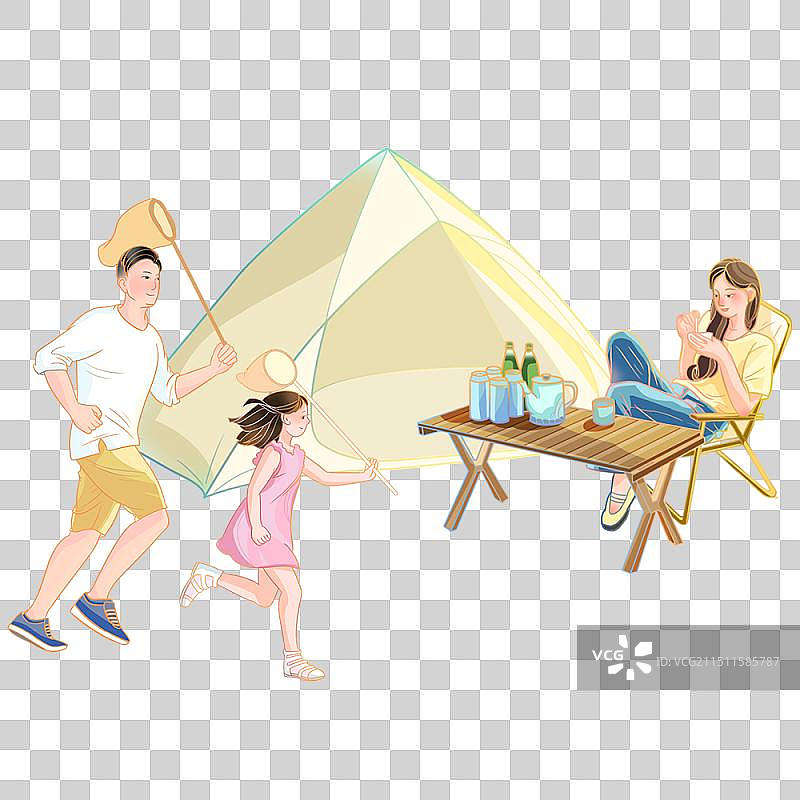 亲子露营插画图片素材