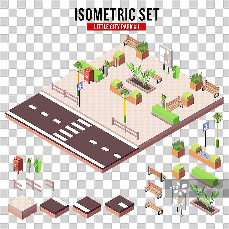 2.5D小城市公园场景-1图片素材
