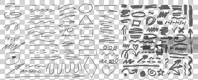 手绘黑色马克笔刷痕迹图片素材