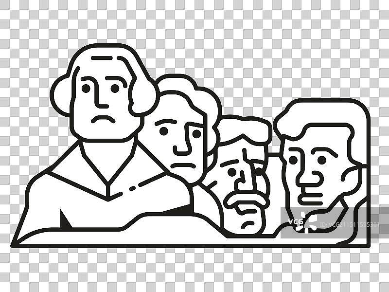 拉什莫尔山图标，线稿风格图片素材