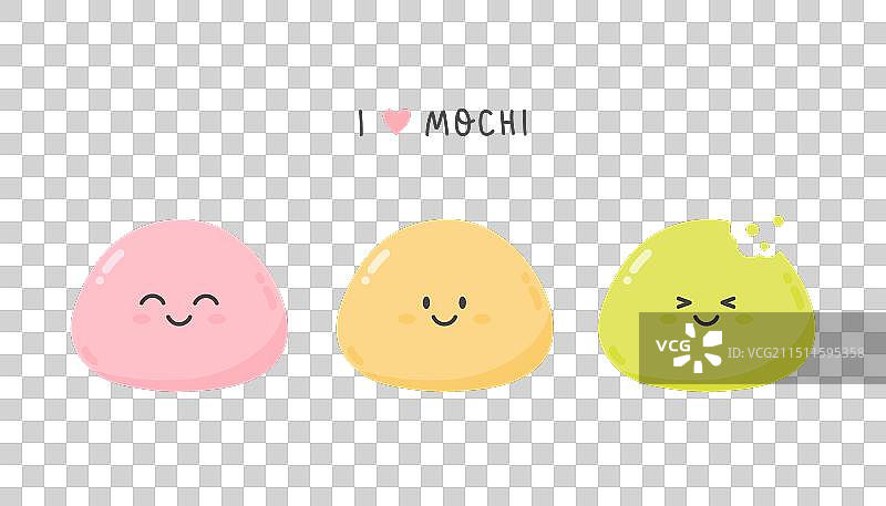 带可爱表情的可爱麻糬角色套装图片素材