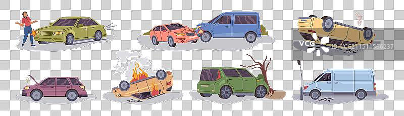 交通事故，道路车辆损坏图片素材