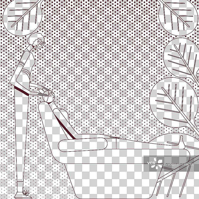 复古风格的面部按摩概念图片素材