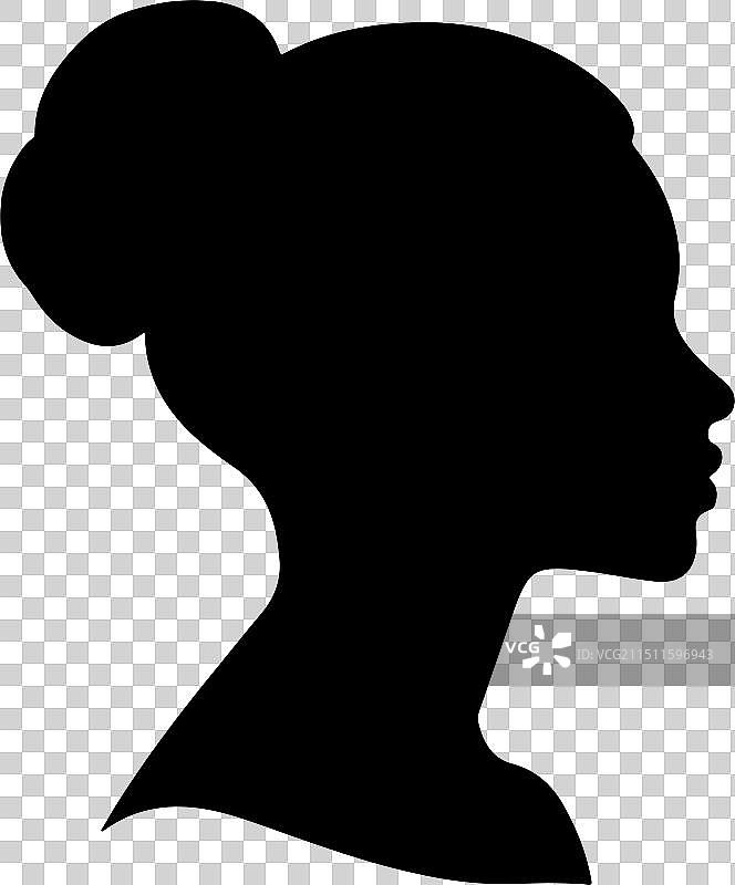 白色背景的女人头像轮廓图片素材