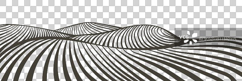 小山丘上的农田景观图片素材