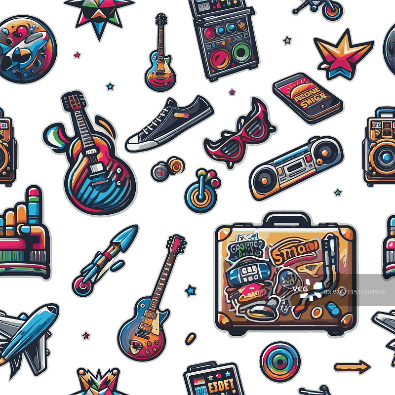 复古风格贴纸无缝背景图片素材