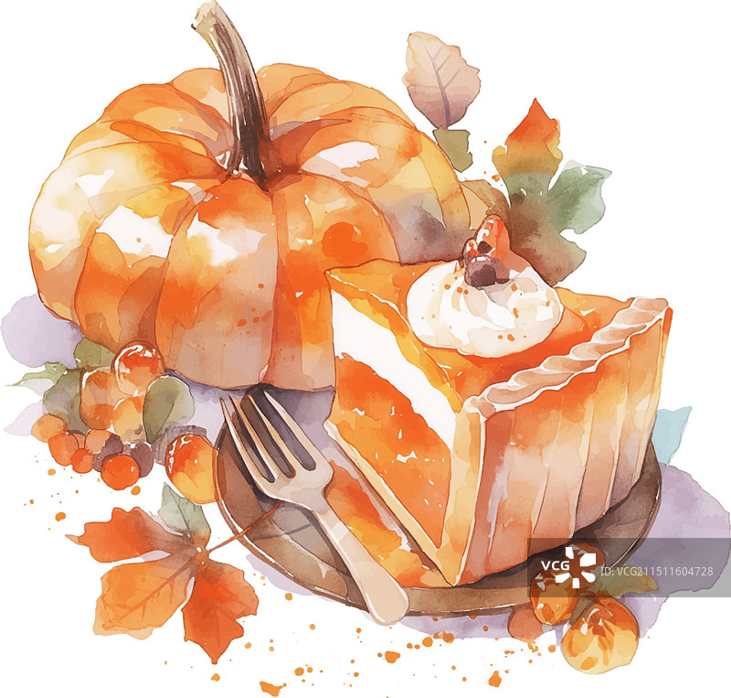 盘子里的一片南瓜派图片素材