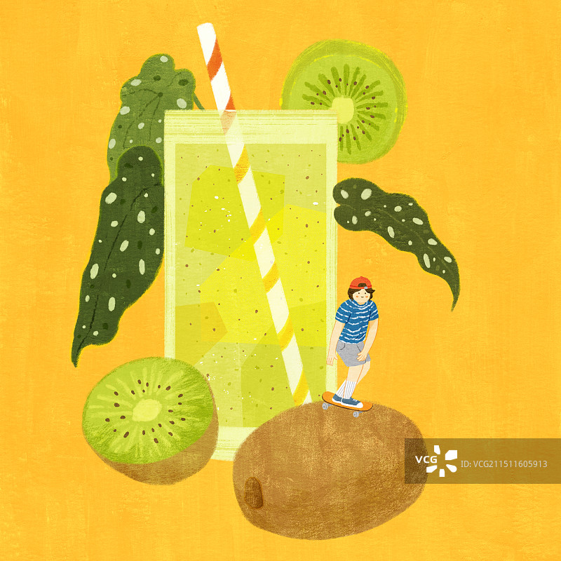 一杯奇异果汁和奇异果图片素材