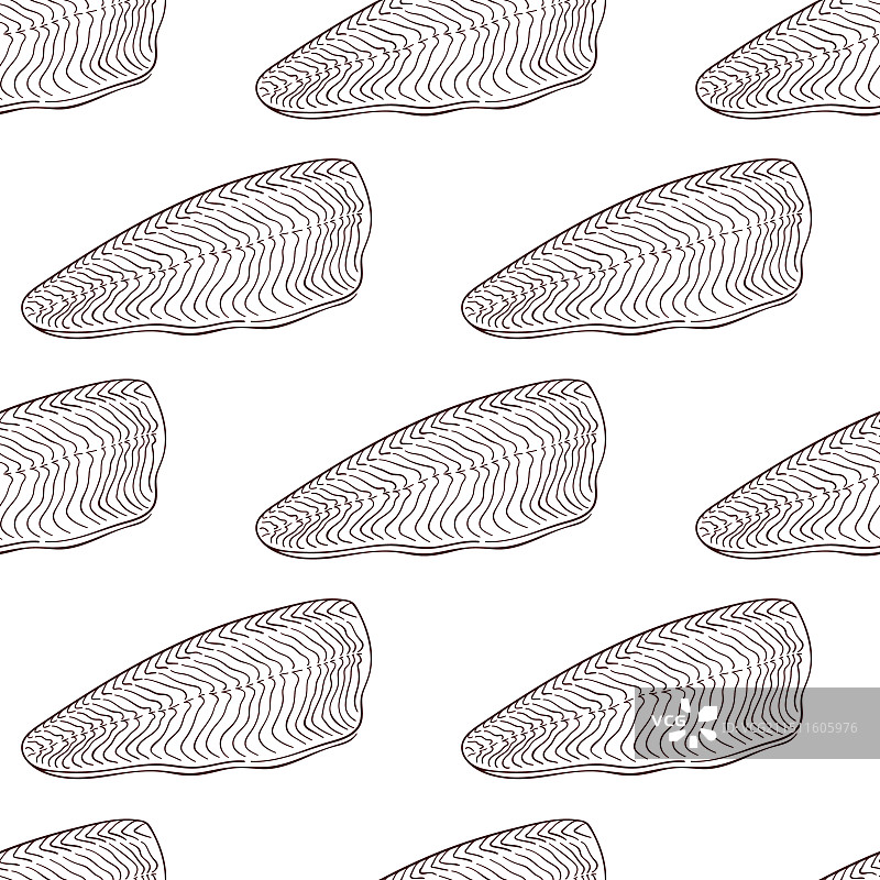 线条艺术风格的三文鱼片图案设计图片素材