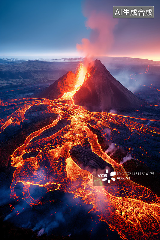 【AI数字艺术】地质灾害火山喷发图片素材