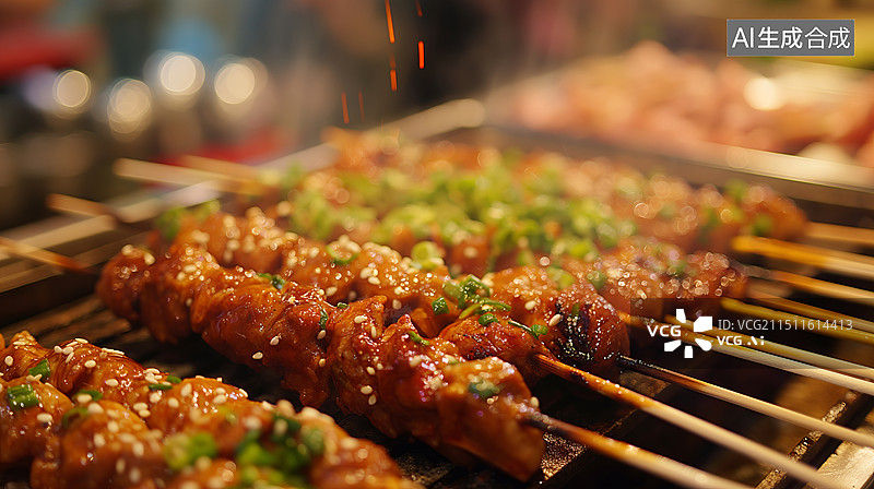 【AI数字艺术】美食烧烤烤串图片素材