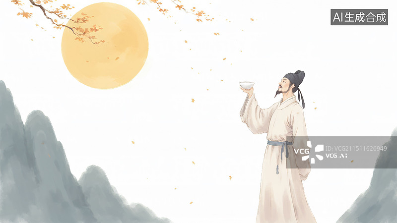 【AI数字艺术】中秋节诗人图片素材