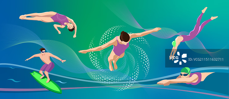 水中花绿色横版图片素材