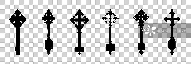 十字架图标集基督教符号图片素材