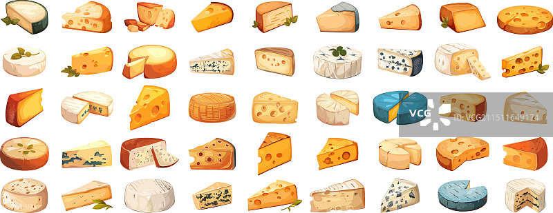 卡通奶酪品种乳制品布里图片素材