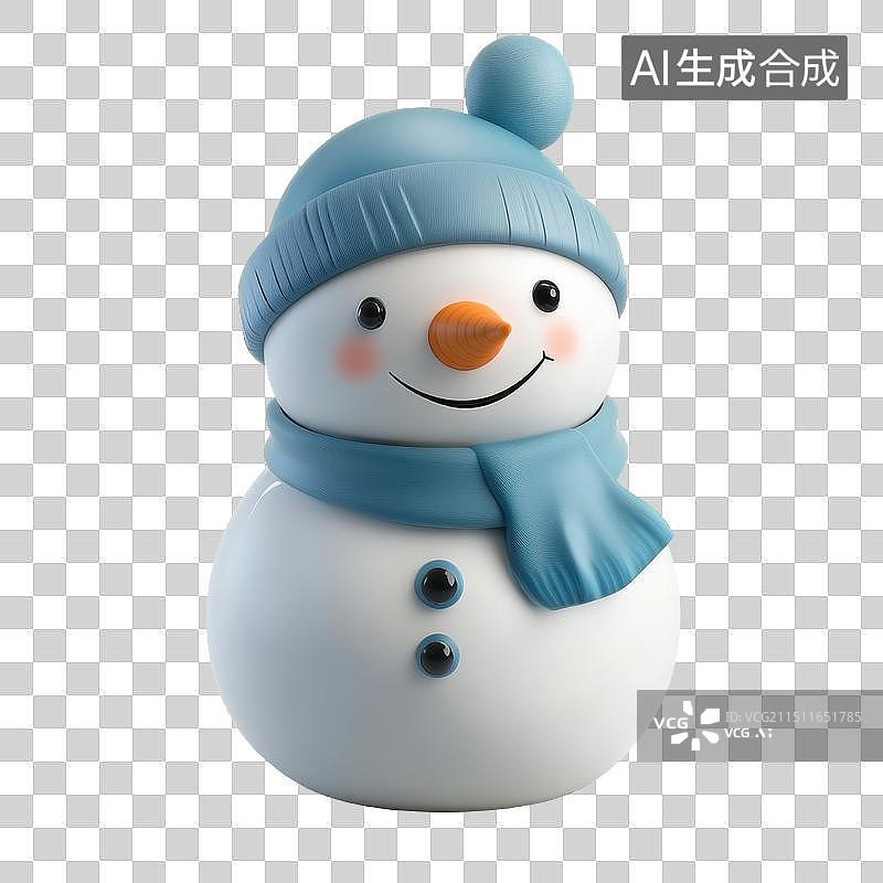 【AI数字艺术】3D渲染卡通可爱的圣诞雪人元素图片素材