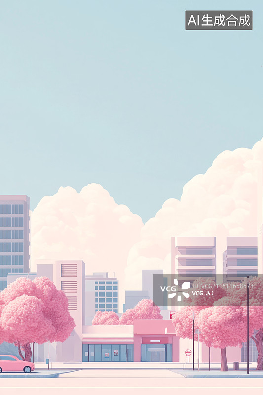 【AI数字艺术】秋日淡雅清新城市天空图片素材