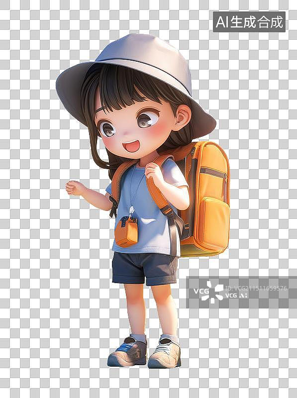 【AI数字艺术】可爱的户外徒步女孩全身像图片素材