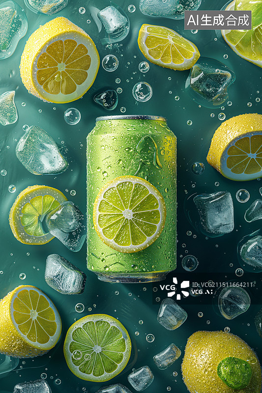 【AI数字艺术】冰爽美味的柠檬汽水图片素材