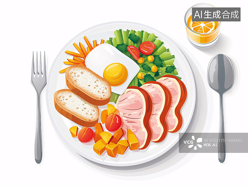 【AI数字艺术】健康早餐美味小吃节日文化午餐晚餐美食插画图片素材