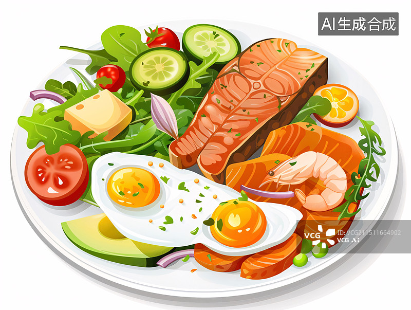 【AI数字艺术】健康早餐美味小吃节日文化午餐晚餐美食插画图片素材