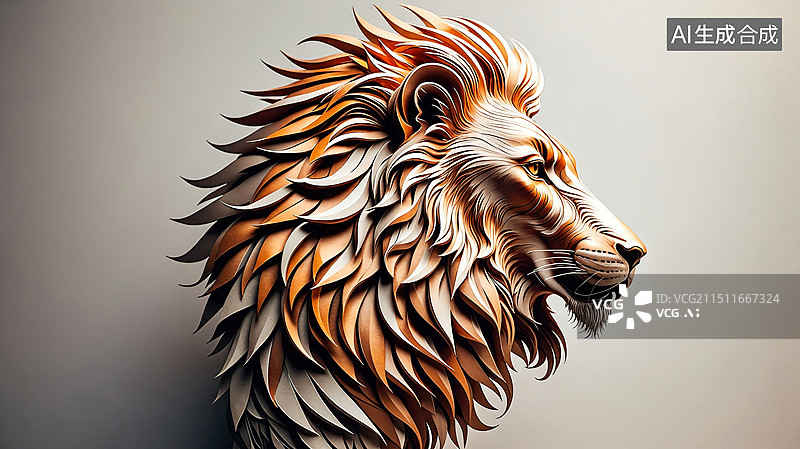 【AI数字艺术】华丽狮子雕塑图片素材