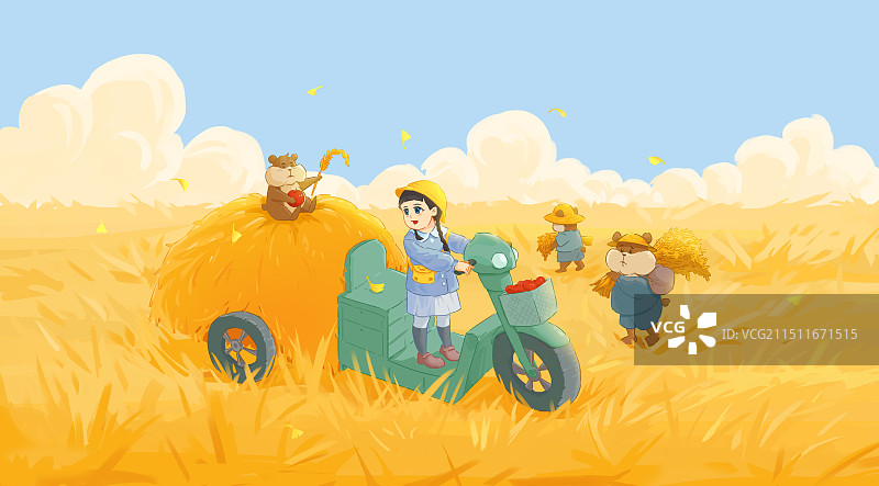 小仓鼠们的秋收图片素材