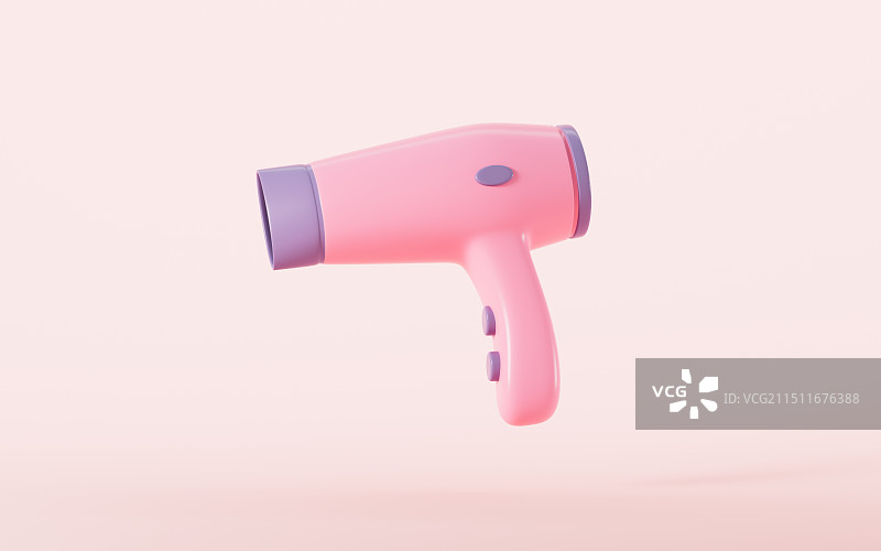 卡通吹风机美容美发概念3D渲染图片素材