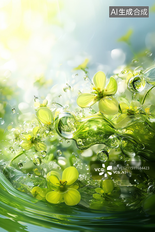 【AI数字艺术】绿色开花植物特写图片素材