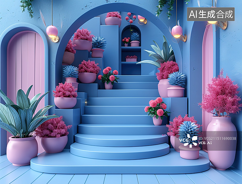 【AI数字艺术】圣诞节蓝色背景图片素材